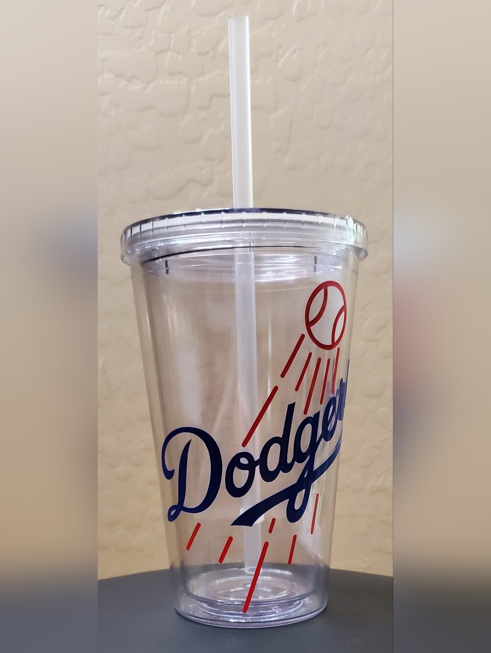 Los Angeles Dodgers Clear Tumbler with Straw - Blue & Red
